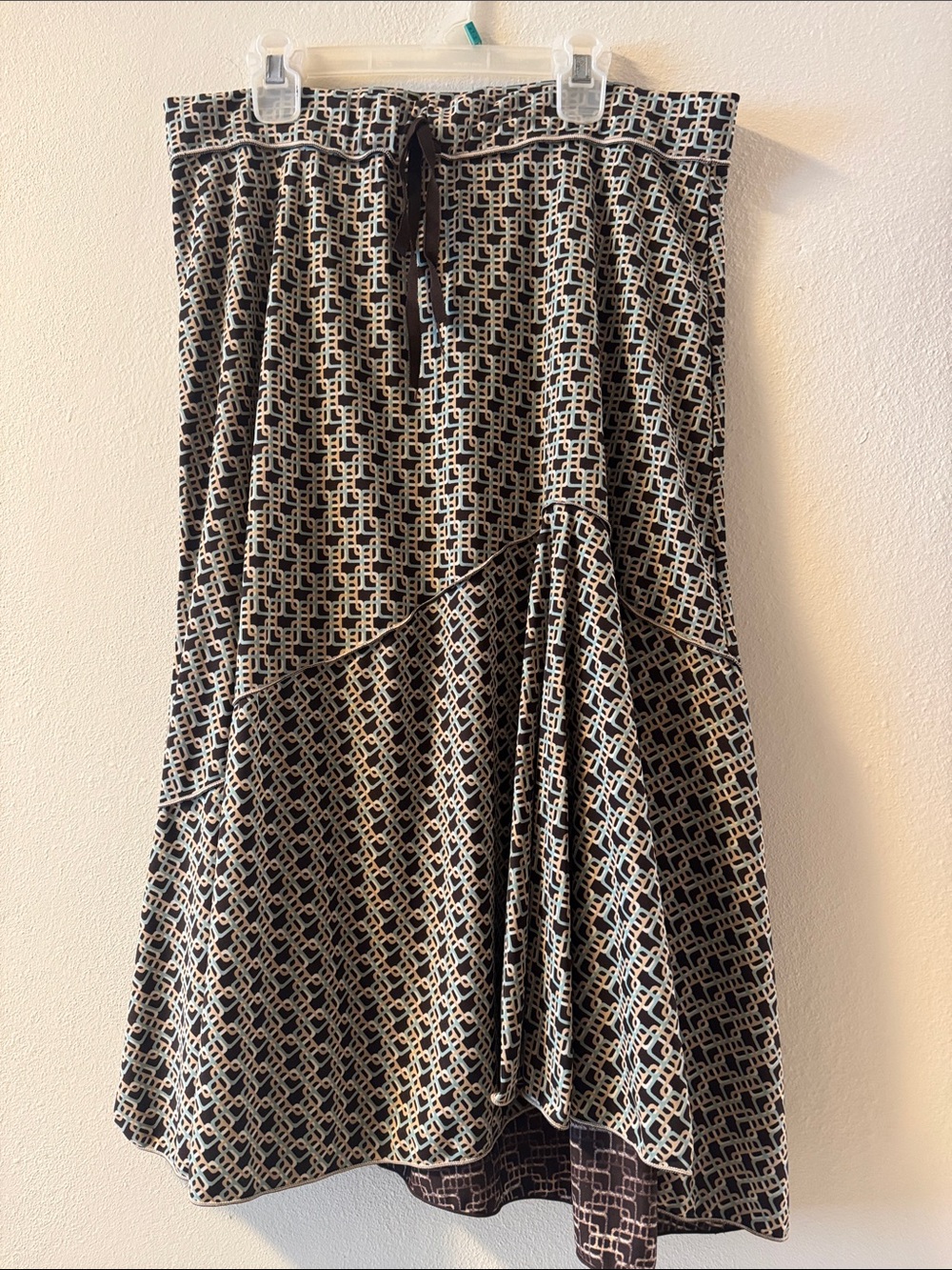 Max Studio Black and Cream Geometric Maxi Skirt